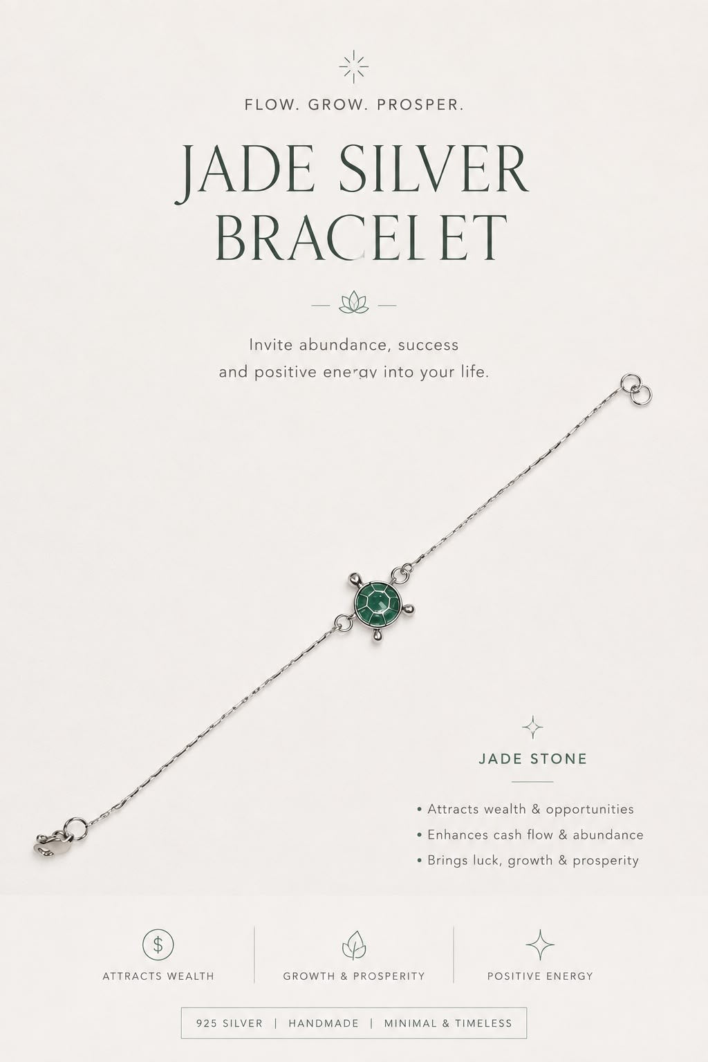 Jade Crystal Bracelet in 92.5 Sterling Silver